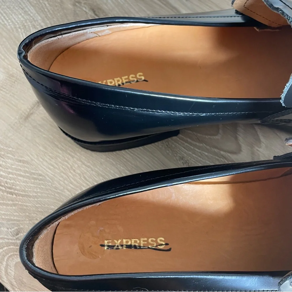 Express Black Leather Penny Loafers Men’s Size 11 Office Career Party Wedding